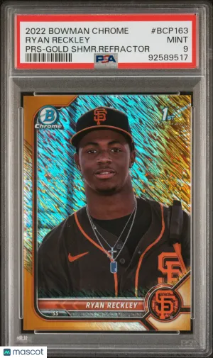 2022 Bowman Chrome Prospects Ryan Reckley PRS Gold Shmr. Refractor PSA 9