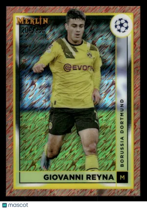 2022-23 Merlin Chrome UEFA Club Competitions Giovanni Reyna #30 Rose Gold Shimmer Refractor SN