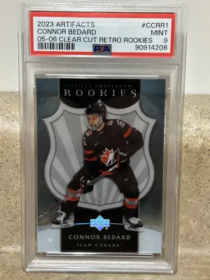 2023-24 UD Artifacts 05-06 Clear Cut Retro Rookie Connor Bedard PSA 9 Mint