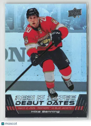 2026-27 Upper Deck Series 1 Debut Dates Mike Benning #DD-18