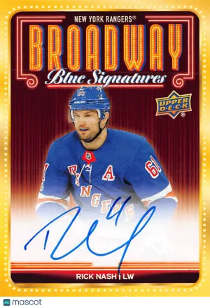 2025 Upper Deck New York Rangers Centennial Rick Nash Broadway Auto #BBS-RN New York Rangers