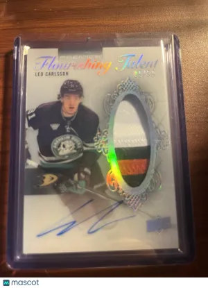 2023-24 Upper Deck Premier Leo Carlson RC #FT–LC RPA /50 Rookie Patch Auto 3CLR