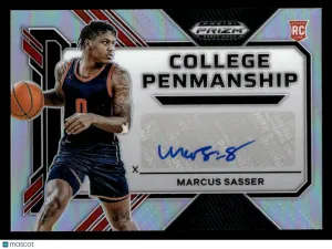 2023-24 Panini Prizm Draft Picks Marcus Sasser #CP-MSS College Penmanship Silver AU