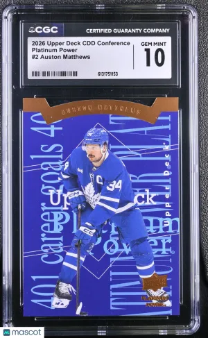 2026 Upper Deck CDD Conference Auston Matthews Platinum Power #2 CGC 10 Toronto Maple Leafs