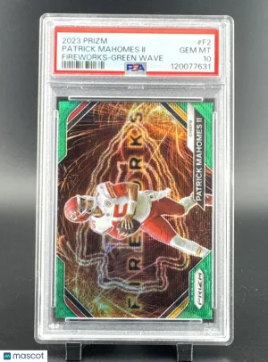 2023 Panini Prizm Patrick Mahomes II #F-2 Green Wave Prizm Parallel/Variety Insert PSA 10