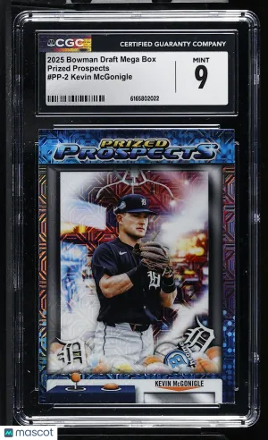 2025 Bowman Draft Mega Box Kevin McGonigle Rookie Prized Prospects #PP-2 CGC 9 Detroit Tigers