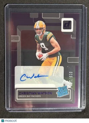 2023 Panini Clearly Donruss Christian Watson #69 Purple /175