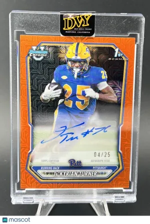 2026 Bowman Chrome University Football Ja'Kyrian Turner Orange Mojo Refractor 04/25 Pittsburgh Panthers