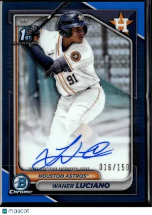 Waner Luciano 2024 Bowman Chrome Auto Blue Refractor /150 Houston Astros