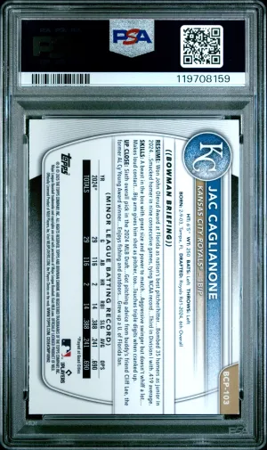 2025 Bowman Mega Box Chrome Prospects Jac Caglianone #103 back
