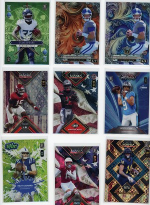 Wild Card Low Numbered Football Lot 24 Cards: Corum Rodgers Burden Young Turner +++