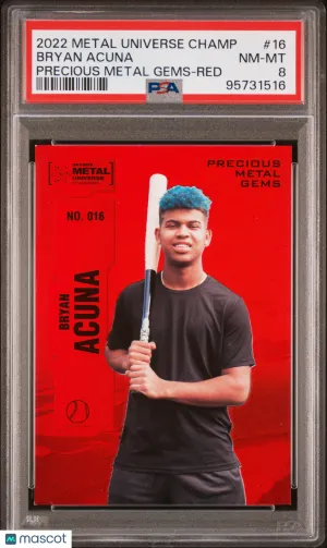 2022 Skybox Metal Universe Champions Bryan Acuna Precious Metal Gems Red PSA 8