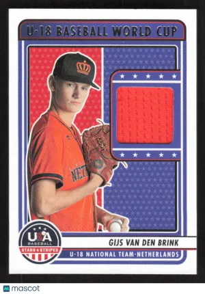2023 Panini USA Baseball Stars & Stripes Gijs Van Den Brink #U18-GVDB U-18 World Cup - Netherlands Materials MEM