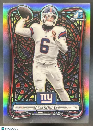 Flagship Jaxson Dart Base Chrome NFL Etched In Glass Variation #CNE-6 New York Giants