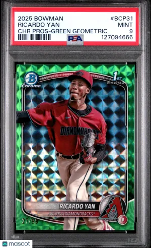 2025 Bowman Chrome Prospects Ricardo Yan #BCP31 Green Geometric /99 PSA 9