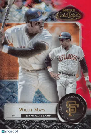 2022 Topps Gold Label Willie Mays Class 1 Red /75 #42 San Francisco Giants