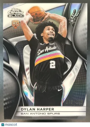 Chrome Black Dylan Harper Base Refractor #102 San Antonio Spurs