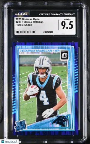 2025 Donruss Optic Tetairoa McMillan Purple Shock Rookie #209 CGC 9.5 Carolina Panthers