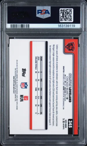 Colston Loveland 2025 Topps Chrome Blue Football Leather PSA 9 back