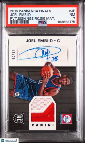 2015 Panini NBA Finals Private Signings Rookie Signature Material Joel Embiid PVT. Signings RK. SIG. Mat. /25 Rookie #JE