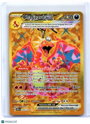 2023 Pokemon—Charizard ex #228/197 Obsidian Flames—Hyper Rare Gold