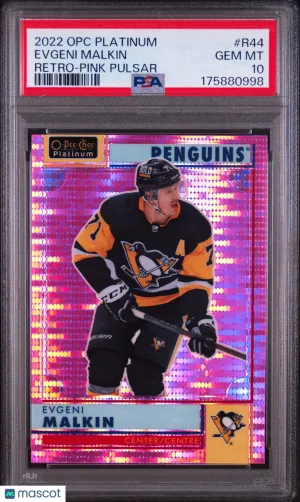 2022/23 O-Pee-Chee Platinum Retro Evgeni Malkin #R44 Pink Pulsar SSP PSA 10 POP1