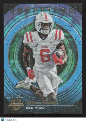 2022-23 Bowman University Inception Zach Evans #82 Aqua Foil V1 SN