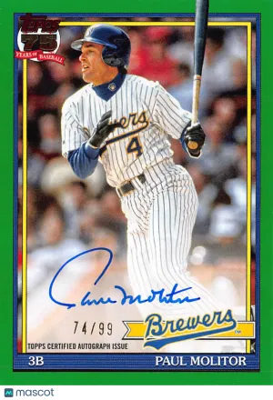 2026 Topps Baseball Paul Molitor Green Autograph /99 #91A-PM Milwaukee Brewers