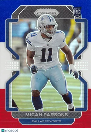 2021 Panini Prizm Football Micah Parsons Red White and Blue Rookie RC #382 Dallas Cowboys