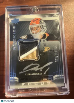 Lukas Dostal 2022-23 UD Premier Focus - Rookie Auto 3 Color Jersey Patch /125