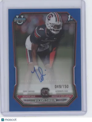 2026 Bowman Chrome University Vicari Swain #BCPA-VSW Blue Refractor /150 Auto