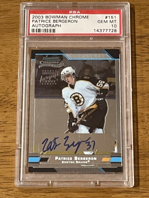 2003 Bowman Draft Picks & Prospects Patrice Bergeron Chrome-Autograph PSA 10