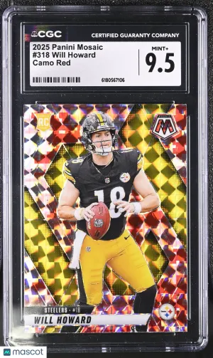 2025 Panini Mosaic Will Howard Camo Red Rookie #318 CGC 9.5 Pittsburgh Steelers