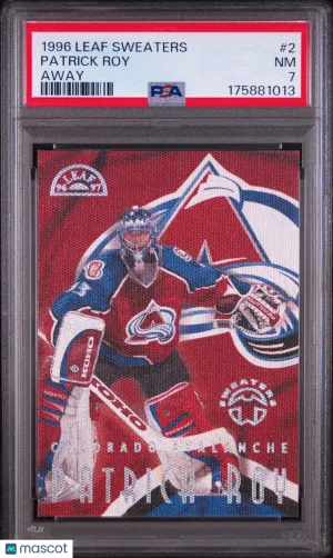 1996/97 Leaf Sweaters Away Patrick Roy #2 0661/5000 PSA 7