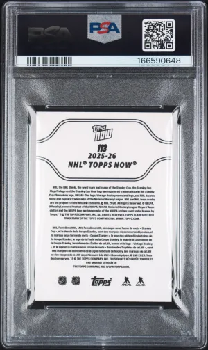 2025 Topps Now NHL Stickers Macklin Celebrini #113 back