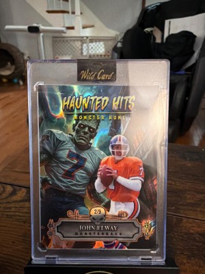 2025 Wild Card Haunted Hits #HHJFR-JE John Elway Rainbow Frankenstein #/9