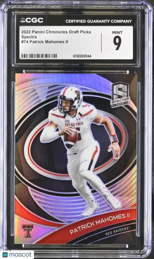 2022 Panini Chronicles Draft Picks Patrick Mahomes II Spectra #74 CGC 9 Texas Tech Red Raiders