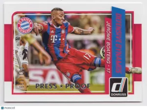 2015 Donruss Defensive Dynamos Silver Press Proof #3 Jerome Boateng 091/199 Soccer Card