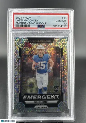 2024 Panini Prizm Ladd Mcconkey #13 No Huddle Prizm Parallel/Variety Rookie Insert PSA 10