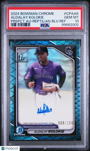 2024 Bowman Chrome Prospect Auto Aldalay Kolokie Reptilian Blue /150 PSA 10
