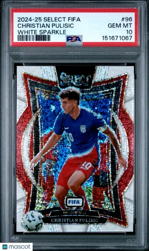 2024-25 Panini Select FIFA Christian Pulisic #96 White Sparkle PSA 10