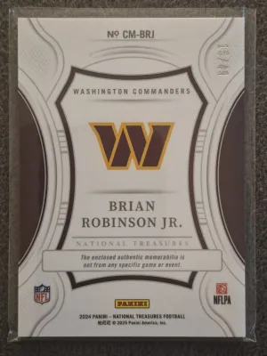 BRIAN ROBINSON JR. 2024 NATIONAL TREASURES CENTURY PATCH GOLD 15/49 back