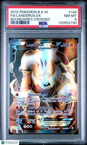 2012 Pokemon Black & White Boundaries Crossed Landorus EX Boundaries Crossed Fa #144 PSA 8