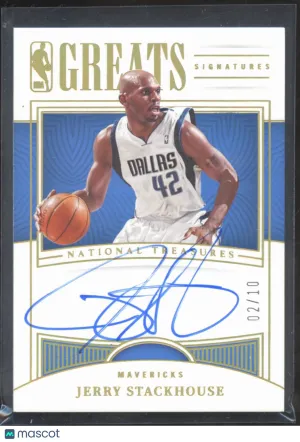 Jerry Stackhouse 2023 Panini National Treasures Auto /10 Dallas Mavericks