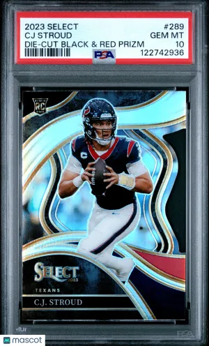 2023 Panini Select CJ Stroud #289 Die Cut Black & Red Prizm Parallel/Variety Rookie Base Set PSA 10