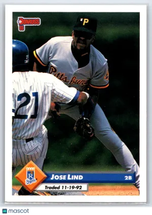 1993 Donruss Jose Lind #675 Pittsburgh Pirates Kansas City Royals