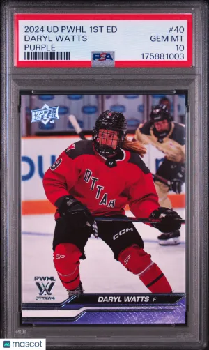 2024 Upper Deck Pwhl 1st Edition Daryl Watts #40 Purple SP Rookie PSA 10 POP 1