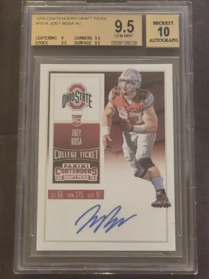 Joey Bosa BGS 9.5 Auto 10 Contenders RC Rookie Draft Picks 2016 SP Chargers OSU front