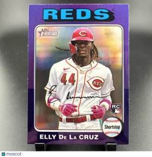 2024 Topps Heritage Elly De La Cruz #473 Chrome Purple Refractor Parallel/Variety Rookie Base Set
