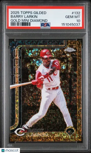 2025 Topps Gilded Collection Barry Larkin #132 Gold Mini Diamond /50 PSA 10